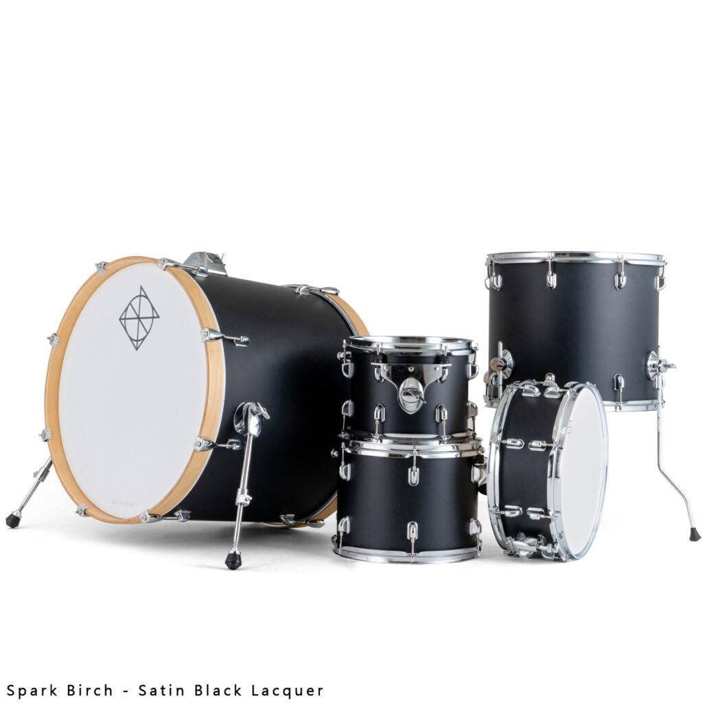 Shell pack Dixon Spark Birch Satin Black Lacquer - 10/12/14/16/22 - con tarola - Demo